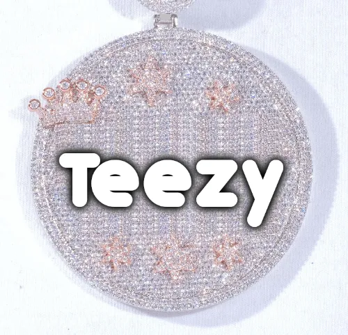 CUSTOM LETTER NECKLACE 3D BIG CROWN DISC sold by The GUU Shop