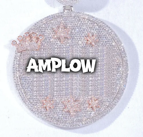 CUSTOM LETTER NECKLACE 3D BIG CROWN DISC sold by The GUU Shop