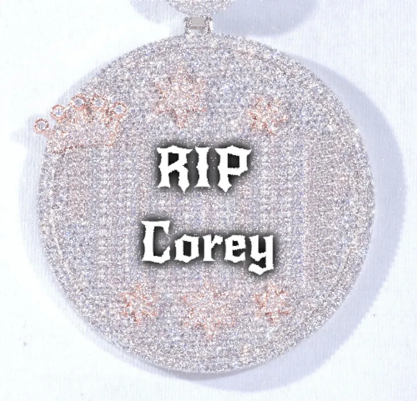 CUSTOM LETTER NECKLACE 3D BIG CROWN DISC sold by The GUU Shop