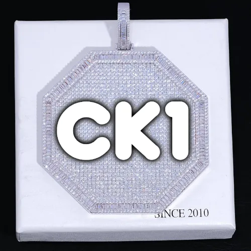 CUSTOM LETTER NECKLACE 3D BIG OCTAGON sold by The GUU Shop