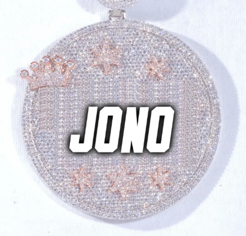 CUSTOM LETTER NECKLACE 3D BIG CROWN DISC sold by The GUU Shop