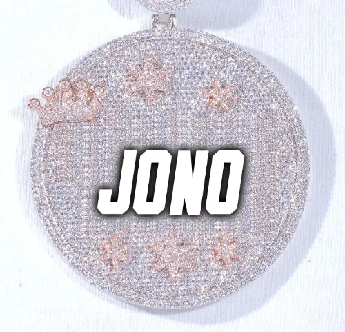 CUSTOM LETTER NECKLACE 3D BIG CROWN DISC sold by The GUU Shop