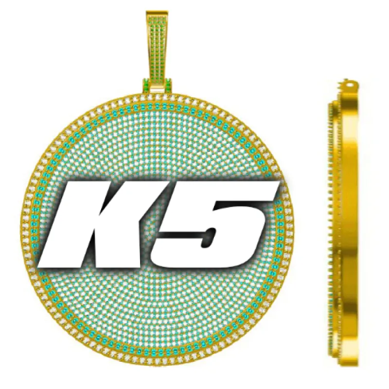 CUSTOM LETTER NECKLACE 3D BIG DISC sold by The GUU Shop