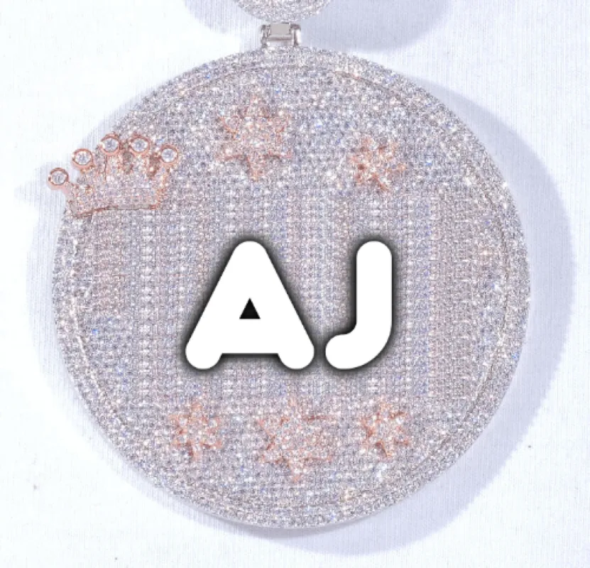 CUSTOM LETTER NECKLACE 3D BIG CROWN DISC sold by The GUU Shop