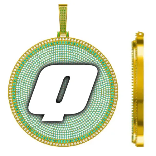 CUSTOM LETTER NECKLACE 3D BIG DISC sold by The GUU Shop