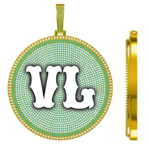 CUSTOM LETTER NECKLACE 3D BIG DISC sold by The GUU Shop