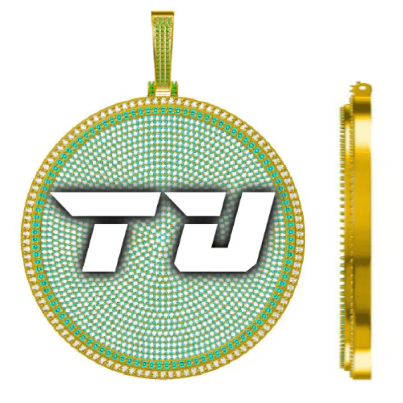 CUSTOM LETTER NECKLACE 3D BIG DISC sold by The GUU Shop