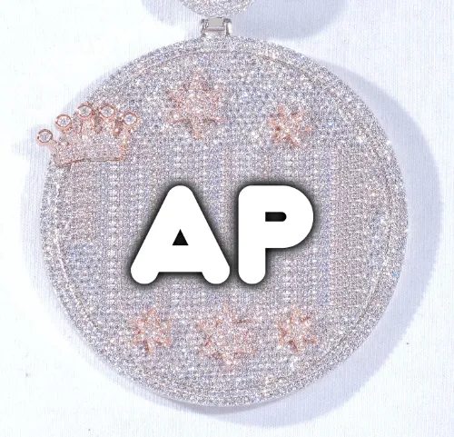 CUSTOM LETTER NECKLACE 3D BIG CROWN DISC sold by The GUU Shop