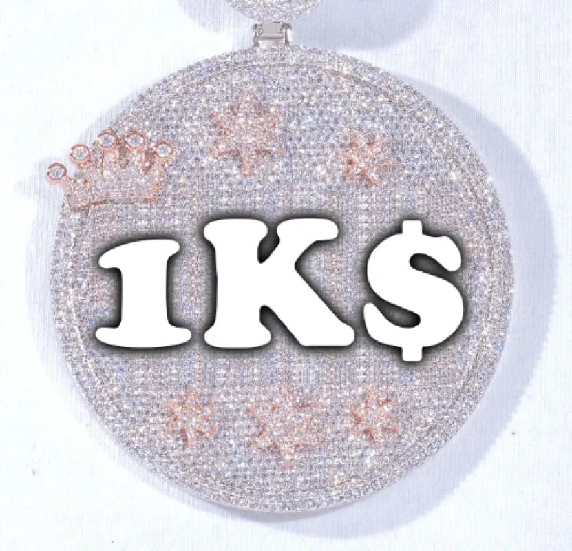 CUSTOM LETTER NECKLACE 3D BIG CROWN DISC sold by The GUU Shop