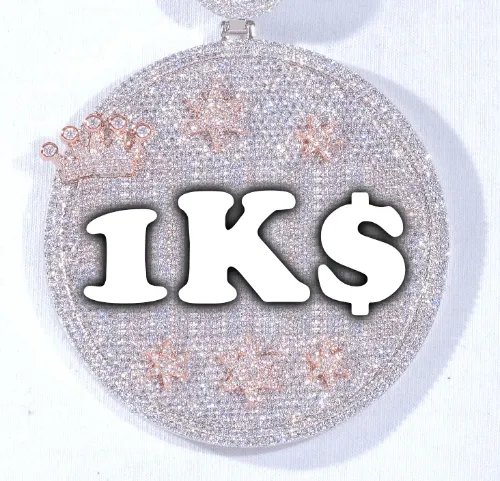 CUSTOM LETTER NECKLACE 3D BIG CROWN DISC sold by The GUU Shop