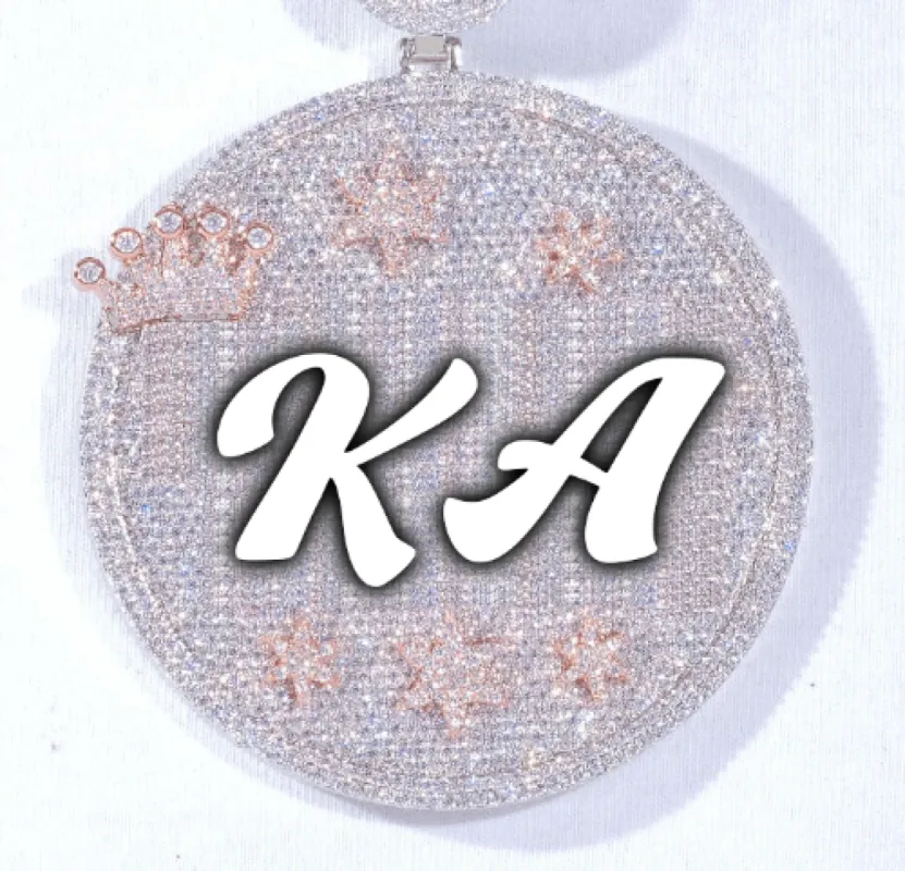 CUSTOM LETTER NECKLACE 3D BIG CROWN DISC sold by The GUU Shop