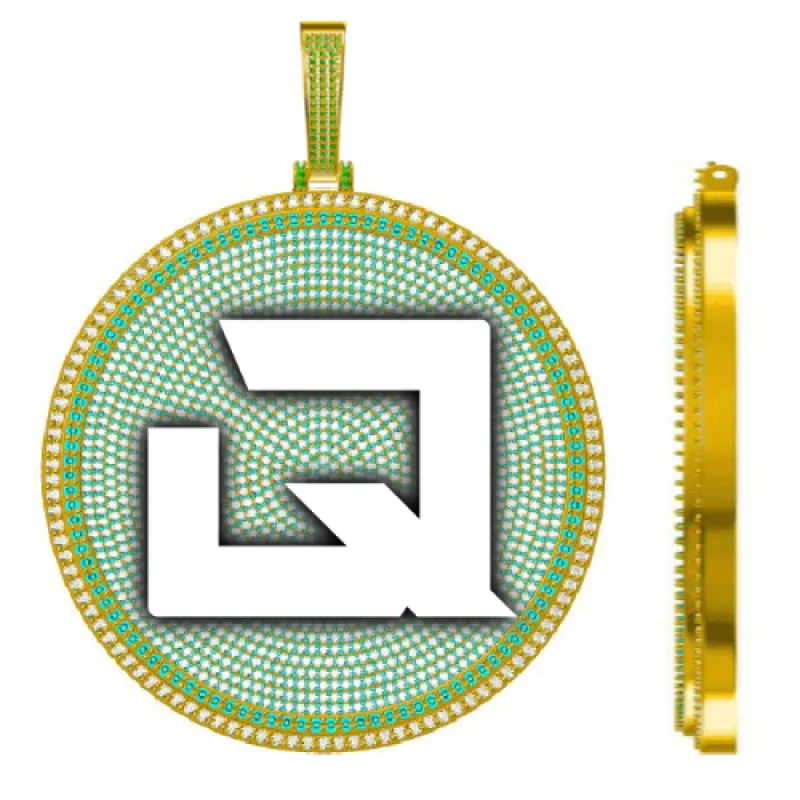 CUSTOM LETTER NECKLACE 3D BIG DISC sold by The GUU Shop