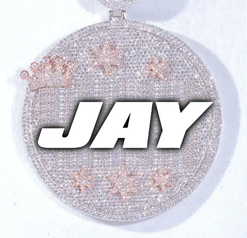 CUSTOM LETTER NECKLACE 3D BIG CROWN DISC sold by The GUU Shop