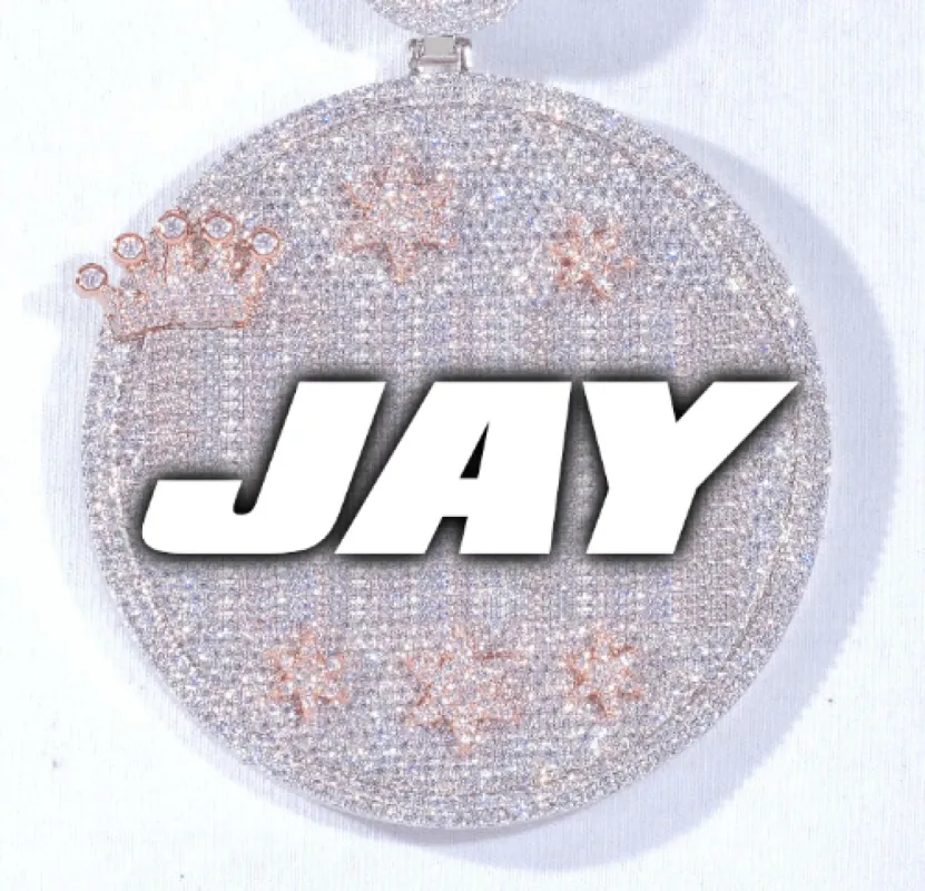 CUSTOM LETTER NECKLACE 3D BIG CROWN DISC sold by The GUU Shop