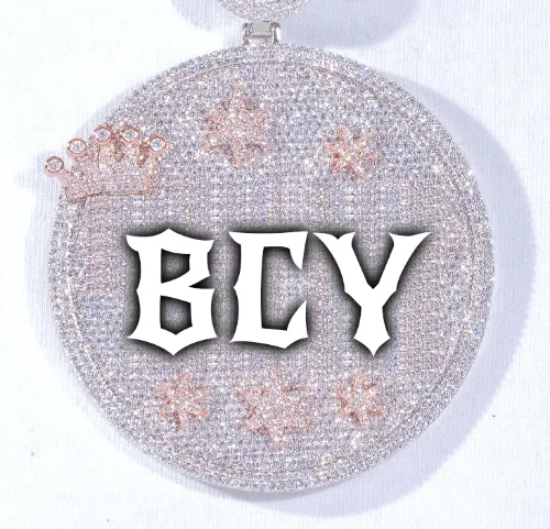 CUSTOM LETTER NECKLACE 3D BIG CROWN DISC sold by The GUU Shop