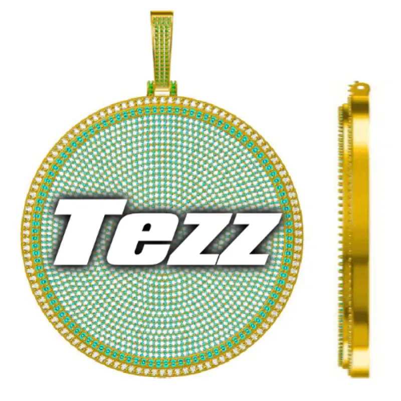 CUSTOM LETTER NECKLACE 3D BIG DISC sold by The GUU Shop