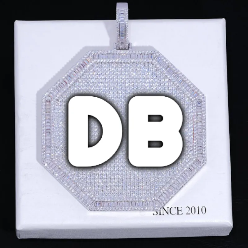 CUSTOM LETTER NECKLACE 3D BIG OCTAGON sold by The GUU Shop