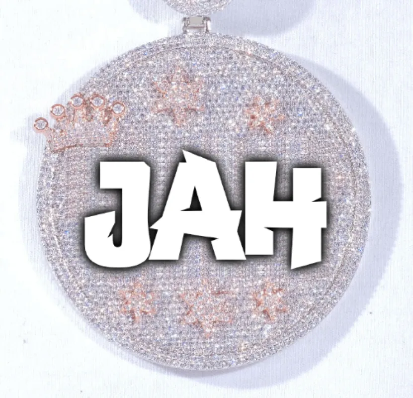 CUSTOM LETTER NECKLACE 3D BIG CROWN DISC sold by The GUU Shop