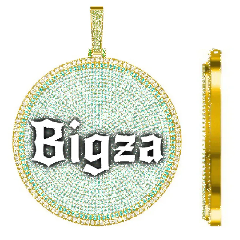 CUSTOM LETTER NECKLACE 3D BIG DISC sold by The GUU Shop