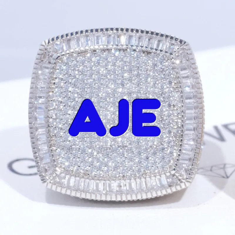 CUSTOM LETTER 3D ICED RING sold by The GUU Shop