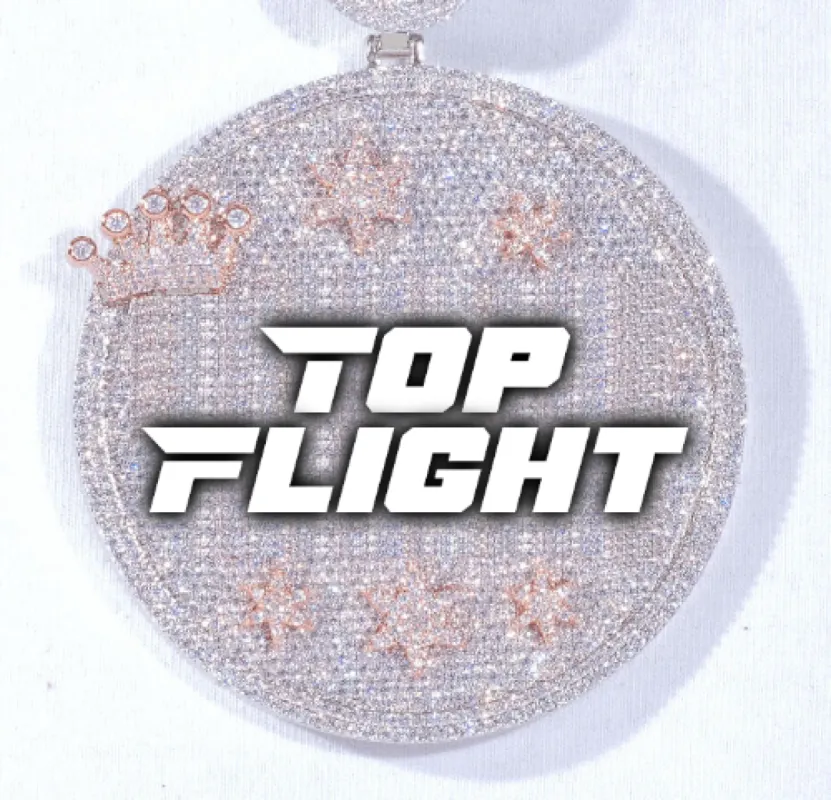 CUSTOM LETTER NECKLACE 3D BIG CROWN DISC sold by The GUU Shop