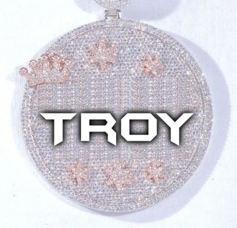 CUSTOM LETTER NECKLACE 3D BIG CROWN DISC sold by The GUU Shop