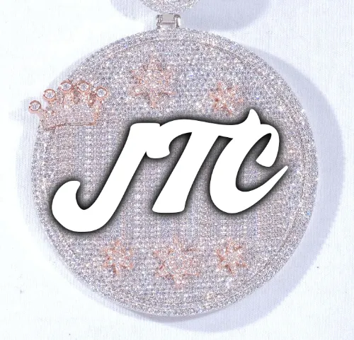 CUSTOM LETTER NECKLACE 3D BIG CROWN DISC sold by The GUU Shop