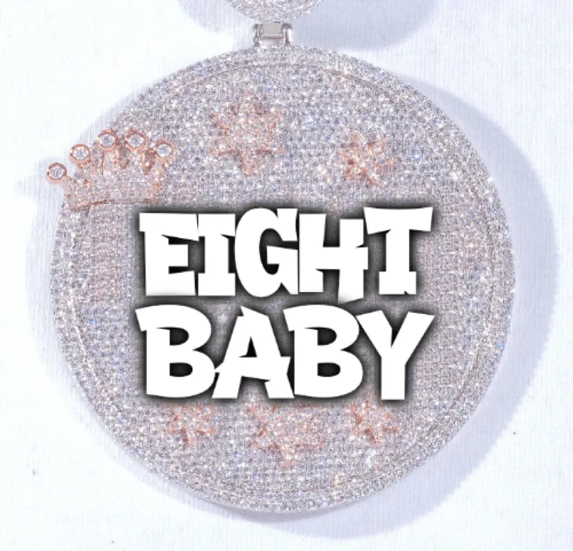 CUSTOM LETTER NECKLACE 3D BIG CROWN DISC sold by The GUU Shop