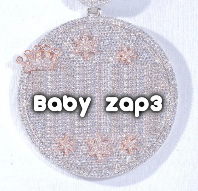 CUSTOM LETTER NECKLACE 3D BIG CROWN DISC sold by The GUU Shop