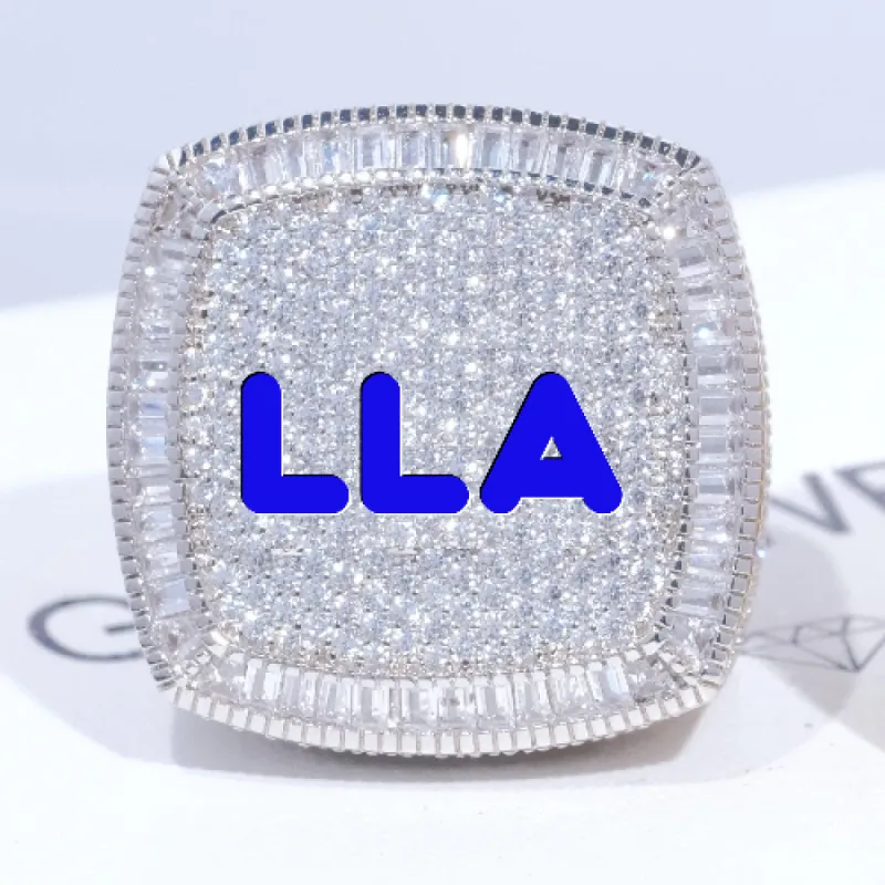 CUSTOM LETTER 3D ICED RING sold by The GUU Shop