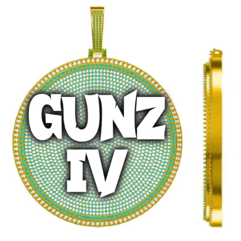 CUSTOM LETTER NECKLACE 3D BIG DISC sold by The GUU Shop