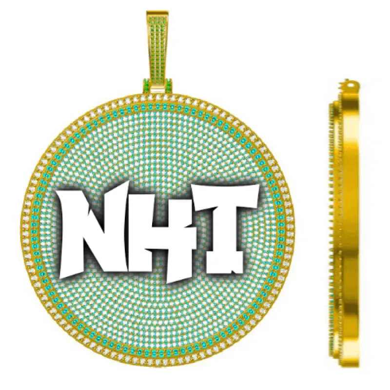 CUSTOM LETTER NECKLACE 3D BIG DISC sold by The GUU Shop