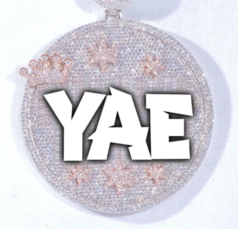 CUSTOM LETTER NECKLACE 3D BIG CROWN DISC sold by The GUU Shop