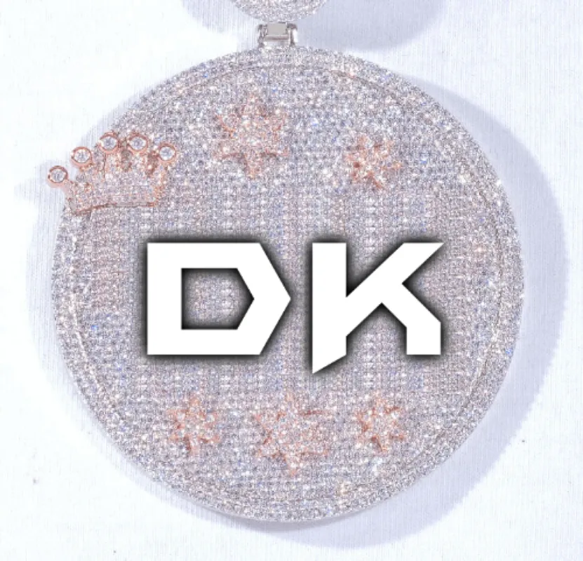 CUSTOM LETTER NECKLACE 3D BIG CROWN DISC sold by The GUU Shop