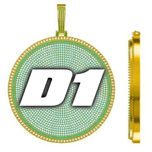 CUSTOM LETTER NECKLACE 3D BIG DISC sold by The GUU Shop