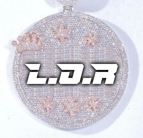 CUSTOM LETTER NECKLACE 3D BIG CROWN DISC sold by The GUU Shop