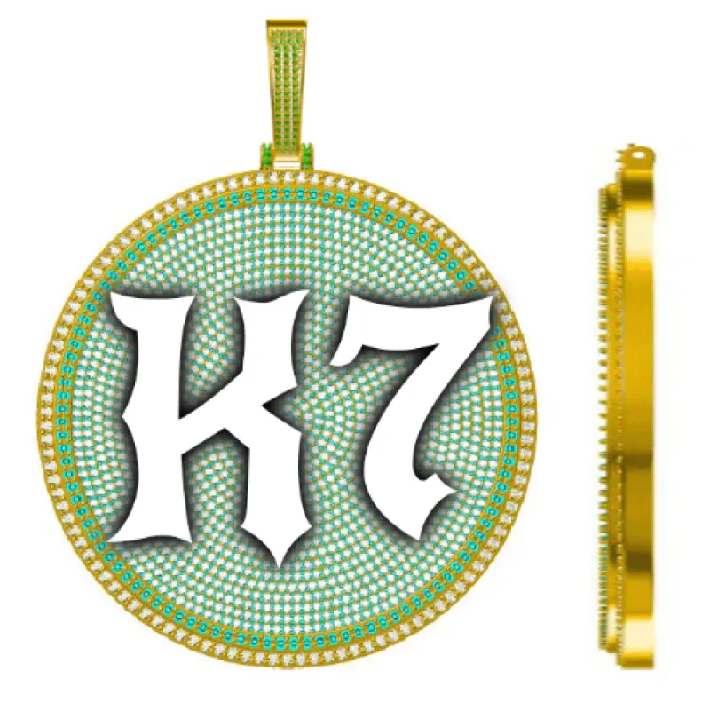 CUSTOM LETTER NECKLACE 3D BIG DISC sold by The GUU Shop