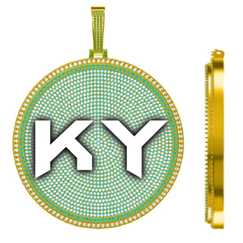 CUSTOM LETTER NECKLACE 3D BIG DISC sold by The GUU Shop