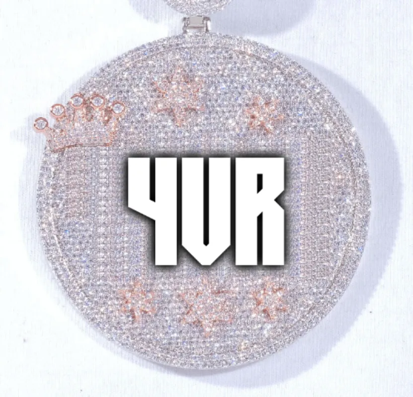 CUSTOM LETTER NECKLACE 3D BIG CROWN DISC sold by The GUU Shop