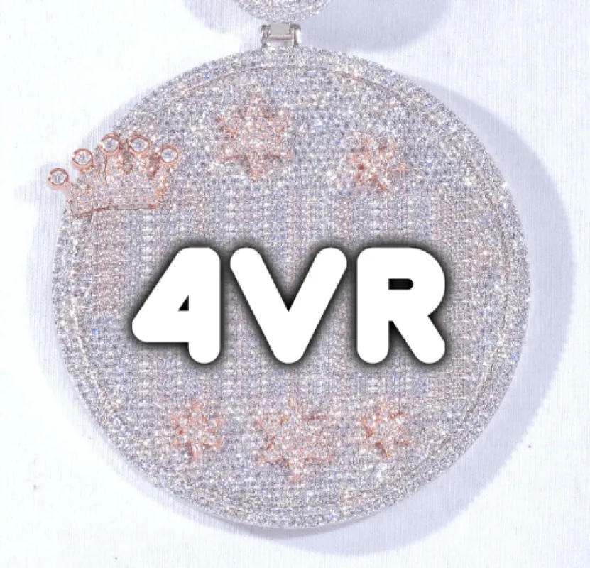 CUSTOM LETTER NECKLACE 3D BIG CROWN DISC sold by The GUU Shop