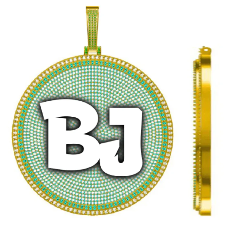 CUSTOM LETTER NECKLACE 3D BIG DISC sold by The GUU Shop