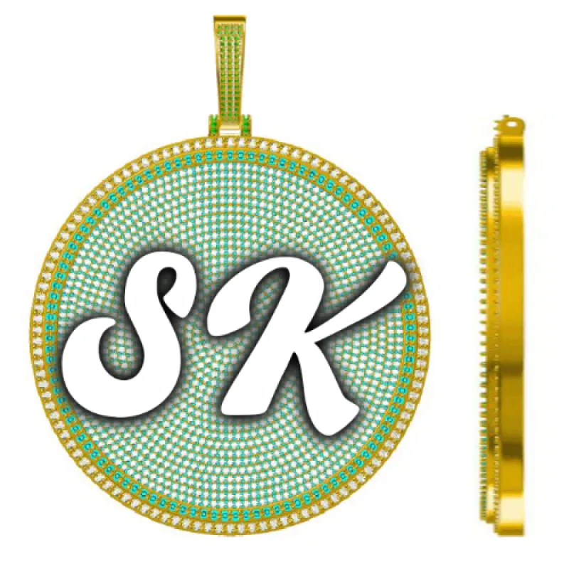 CUSTOM LETTER NECKLACE 3D BIG DISC sold by The GUU Shop