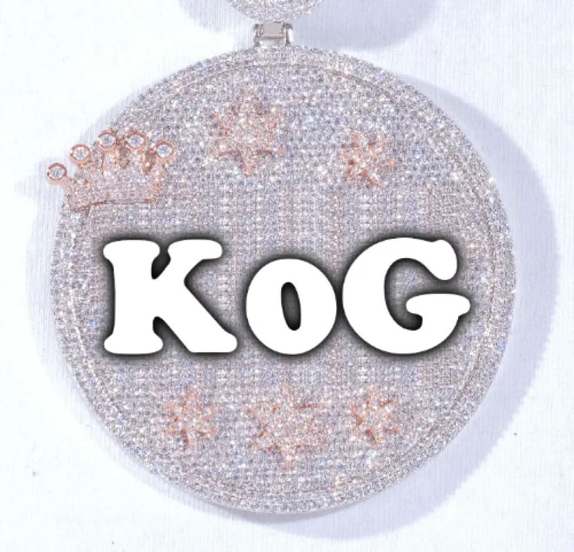 CUSTOM LETTER NECKLACE 3D BIG CROWN DISC sold by The GUU Shop