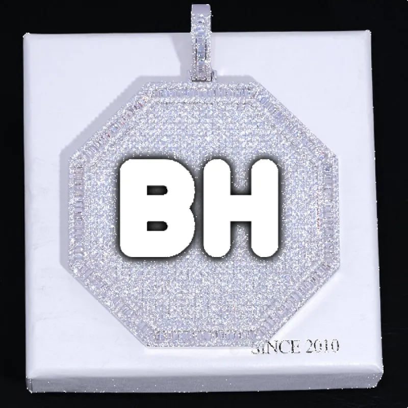 CUSTOM LETTER NECKLACE 3D BIG OCTAGON sold by The GUU Shop