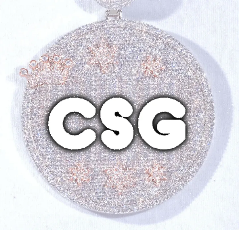 CUSTOM LETTER NECKLACE 3D BIG CROWN DISC sold by The GUU Shop