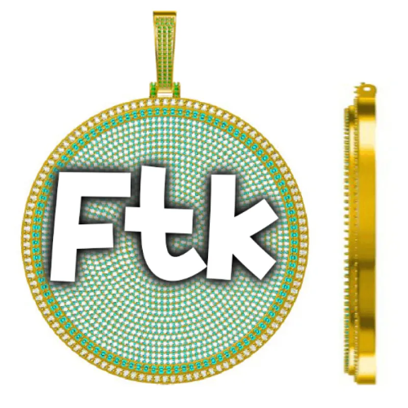 CUSTOM LETTER NECKLACE 3D BIG DISC sold by The GUU Shop