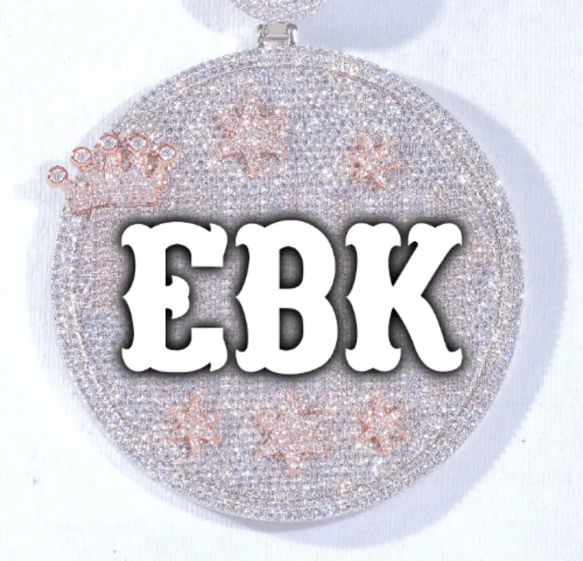 CUSTOM LETTER NECKLACE 3D BIG CROWN DISC sold by The GUU Shop