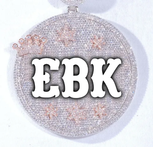 CUSTOM LETTER NECKLACE 3D BIG CROWN DISC sold by The GUU Shop