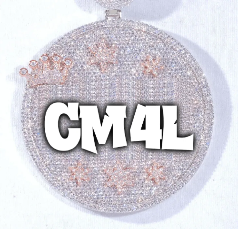 CUSTOM LETTER NECKLACE 3D BIG CROWN DISC sold by The GUU Shop