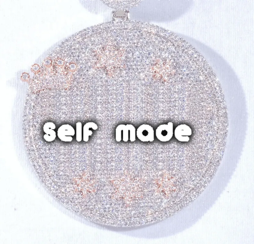 CUSTOM LETTER NECKLACE 3D BIG CROWN DISC sold by The GUU Shop